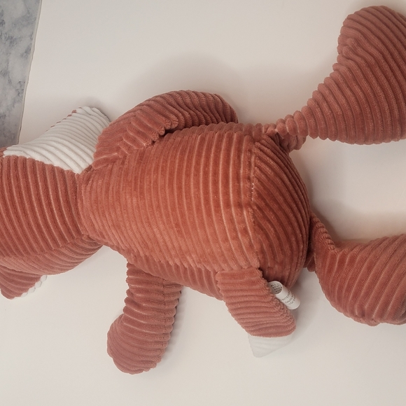 Corduroy Dusty Rose Plush Stuffed Fox with Heart on Chest - Picture 7 of 8